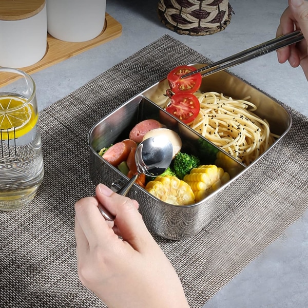 1,2L ML Bento-lådor i rostfritt stål, BPA-fria och plastfria Lunchbox Lunchbox med fack för barn och vuxna