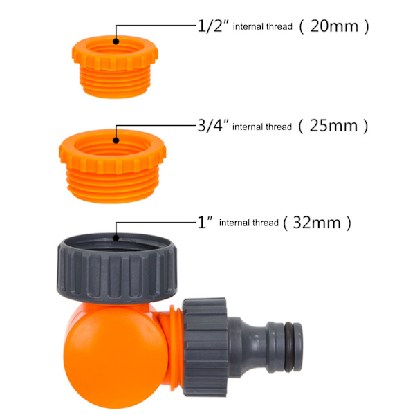 Hagevannslangekranadapter (omformeradapter + 4-punkts gummiert hurtigkobling)