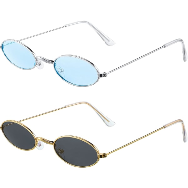 2 par vintage ovala solglasögon små ovala solglasögon Vintage eleganta mini runda glasögon för kvinnor tjej män