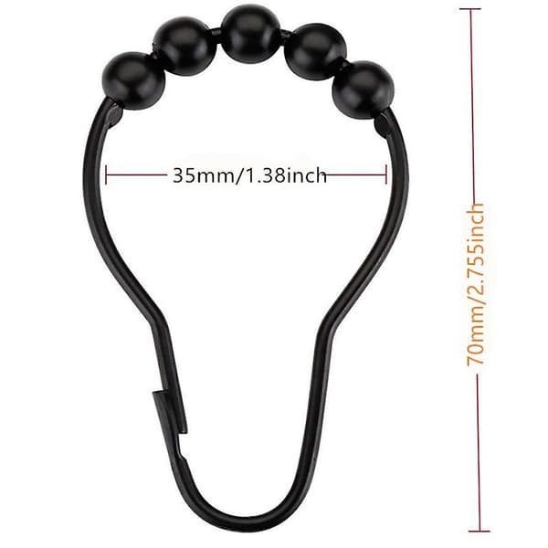 12 stk. dusjforhengkroker Ringer Rustbestandig metall Glatt til baderom Black