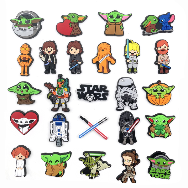 25 stykker 3D Clog Sandal Ornamenter (Star Wars), Sko Charms, Søde Sko Ornamenter til Clogs Sko Sandal Armbånd DIY