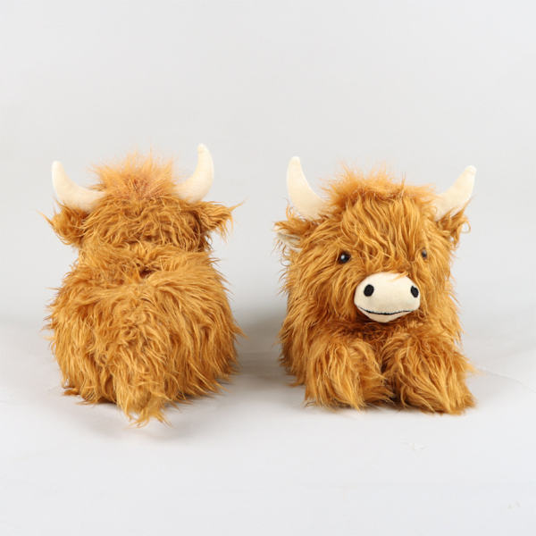 Highland Cow Plyschtofflor Skotsk Highland Cow Långhårig Ko Cartoon Hem Bomulls Skor Small Size: Innersula längd 24.2cm