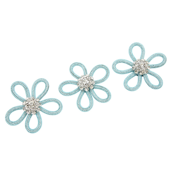 3 st Brocher för Skor Söta Färger 6cm Rhinestone Bred Blomma Form Kläder Broch för Skor Väska Bröllopsklänning Blå Mesh Vit Rhinestone