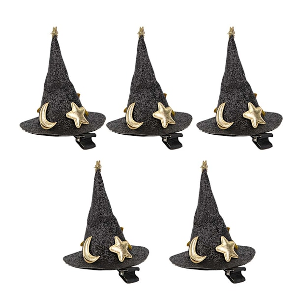 Sæt med 5 Mini Hexehat Hårklemmer - Søde Halloween, Jul & Nytår Hårnåle til Børns Ferietilbehør