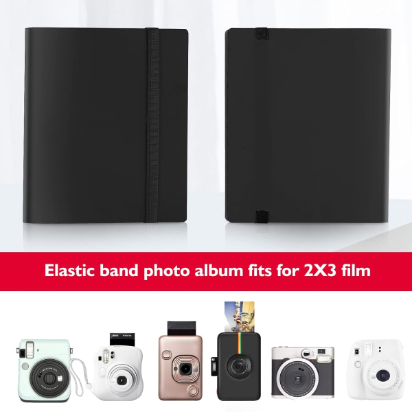 160 ark lommealbum til Fujifilm Instax Mini 70 7s 8 8+ 9 11 25 50s 90, Polaroid Z2300, Polaroid PIC-300P (sort)