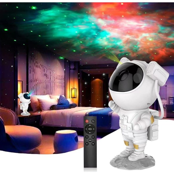 Natlys - Astronaut Stjerneprojektionslys, Nebula LED-loftslys med timer og fjernbetjening, Voksen børnehaveindretningsgave