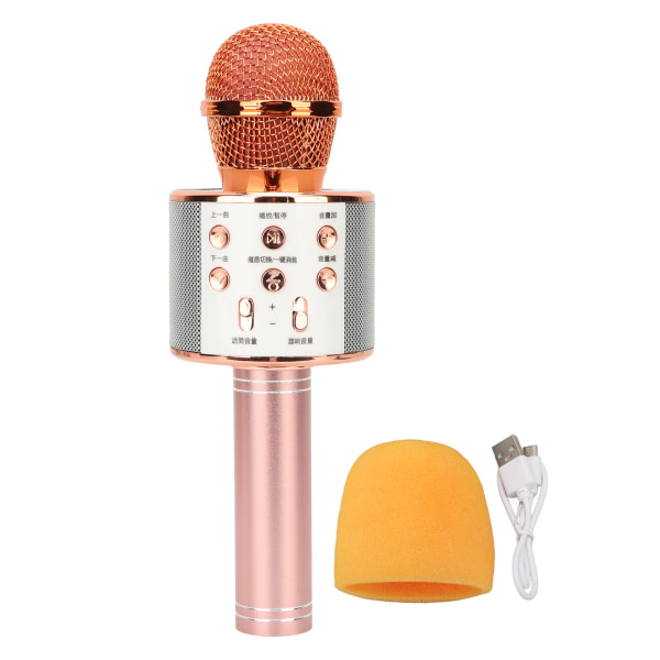 Bluetooth Barn Sjungande Mikrofon Brusreducering Bärbar handhållen trådlös karaokemikrofon med HiFi-högtalare för telefon- W