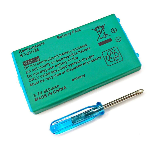Li Ion batteripakke 3,7V 850mAh Højkapacitets bærbart erstatningsbatteri med skruetrækker til spillekonsoller Grøn-W