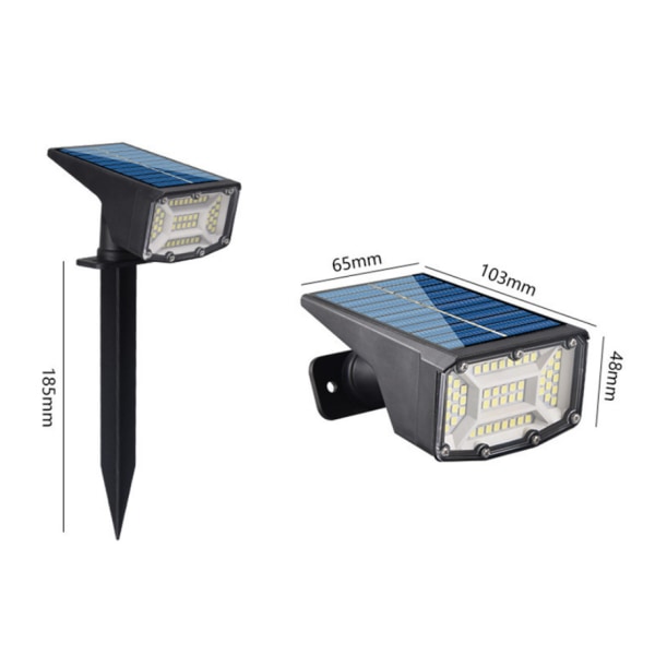 50 LED - 2 ST Utomhussolstrålkastare, IP67 vattentät solcellslampa, 860LM utomhussolstrålkastare med 2 belysningslägen för trädgård, gård, uppfart, PA