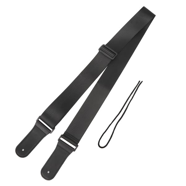 Justerbar Nylon Gitarrrem Toppnarv Läderhuvud för Akustisk Elbas Ukulele Svart