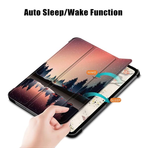 Mønstertryk Tri-fold Stand PU Læder Magnetisk Etui til iPad Air 11 (2025) (2024) Air (2020) A Multicol Multicolor Forest Scenery