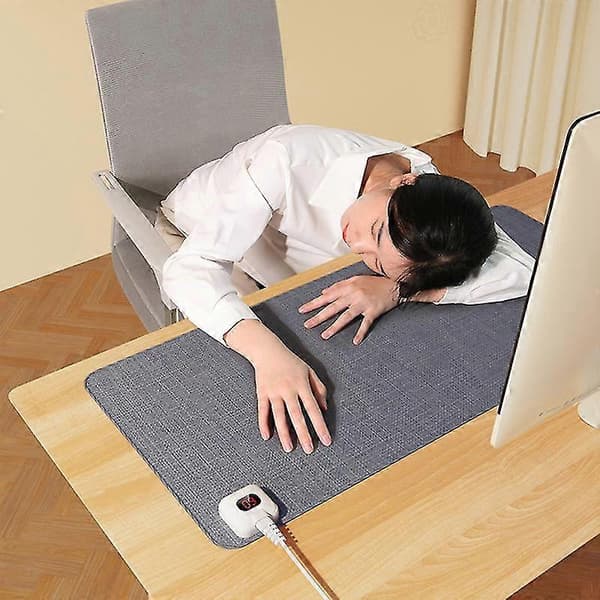【bt02】Heated Mouse Pad Digital Display Temperature Adjustable Non-slip Splash-proof Comfortable Keep Warm 6 Gears Electric Heating Mouse Pad Hand Warmer For A A EU Plug