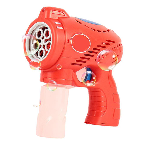 Barn 5 Hål Elektrisk Bubbelmaskin Automatisk Belysning Bubbelblåsare Leksaker Pojkar och Flickor Utomhus Bubbelpistol Presenter