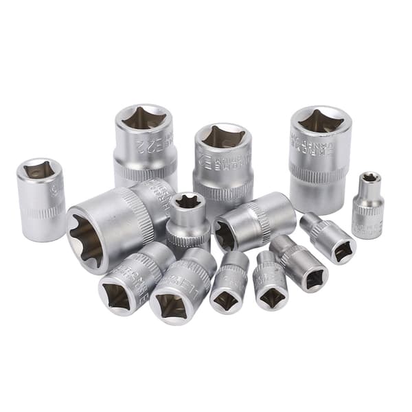 14 st E-typ Torx Stjärnbitshylsor Set E4 E24 1/4 3/8 1/2 Fäste Reparationsverktygssats