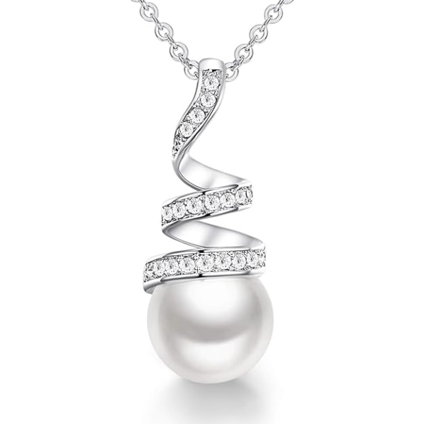 Perlehalskæder til kvinder 925 Sterling Sølv Halskæde Perlevedhængshalskæde,Smykkegaver til Mors Dag med Valentinsdagsgaver