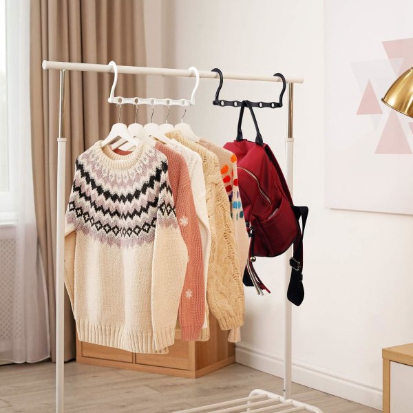 10 stk Magic Hangers Hanger Organizer Garderobeoppbevaring for klær Plassbesparende i skap Hvit 38cm lang