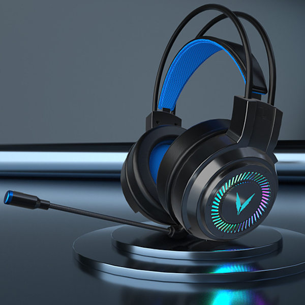 Pelikuulokkeet RGB-valaistuksella 7.1 kanavainen surround-ääni USB ja 3.5 mm kaksoisliitäntä johdollinen pelikuulokkeet PC-konsolille kannettavalle tietokoneelle musta
