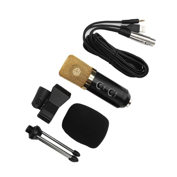 USB Kondensatormikrofon Profesjonell Studio Broadcast Skrivebordsmikrofon med Stativ