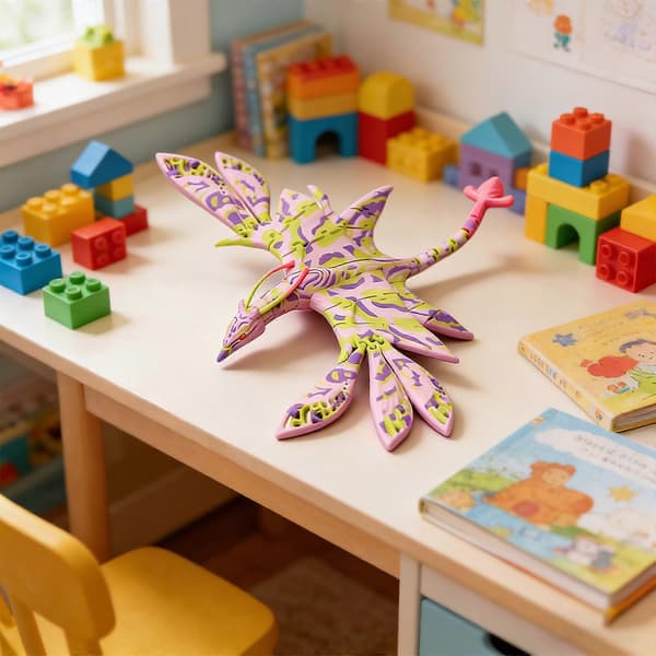 【02】Ny 3D-printet leke, leddet figur, flygende dragepynt A