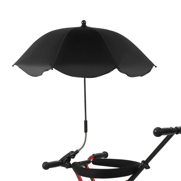 Sort (sølvlim) 35,5 cm 8-benet klapvogn paraply, klapvogn paraply, børne paraply, anti-UV parasol parasol, gå artefakt paraply, ch