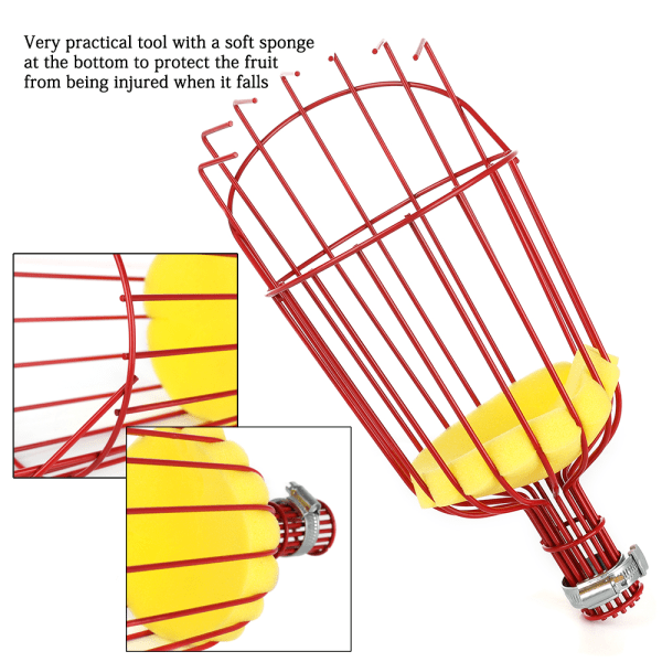 (Uden stang) Frugtplukker Frugtplukker Artefaktplukker med skumplademateriale A3 stål størrelse 34*15cm kan tilsluttes en 3cm diameter stangpose