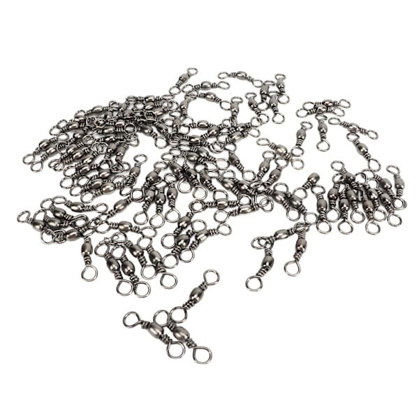 100 STK. Rustfri Fiskespinners - Højhastigheds 8 Ring Konnektorer, Størrelse 2/0, 31mm, 48kg Styrke