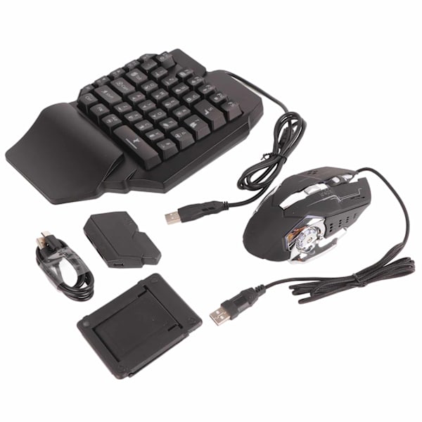 Kannettava Mini Pelikäyttöinen Näppäimistö Hiiri USB RGB Rannetuki Puoli Käsi 35 Näppäintä Näppäimistö Hiiri Muuntimella Androidille IOS:lle