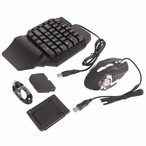 Portabel Mini Speltangentbord Mus USB RGB Handledsstöd Halv Hand 35 Tangenter Tangentbord Mus med Konverterare för Android för IOS