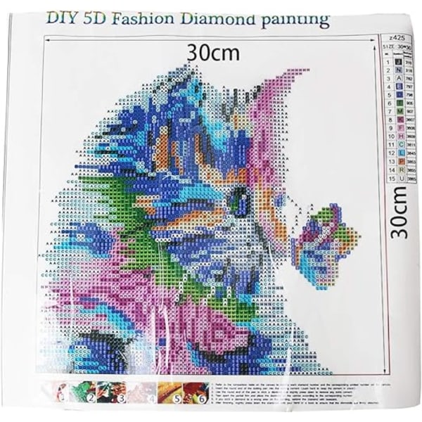 5D- diamond painting Katt gör-det-själv-kit Strassklistrade broderikorsstygn för dekoration i vardagsrummet (30 x 30 cm)