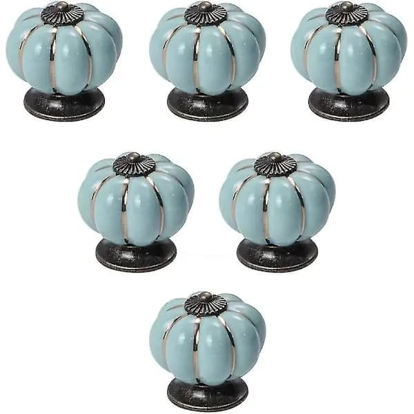 [02]15 Pcs Pumpkin Shaped Ceramic Door Knobs for Cabinets and Wardrobes