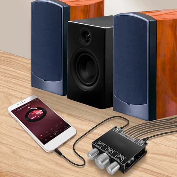 2.1-kanals Bluetooth-förstärkarkort med diskant, bas och APP-kontroll, Bluetooth 5.1 förstärkarmodul