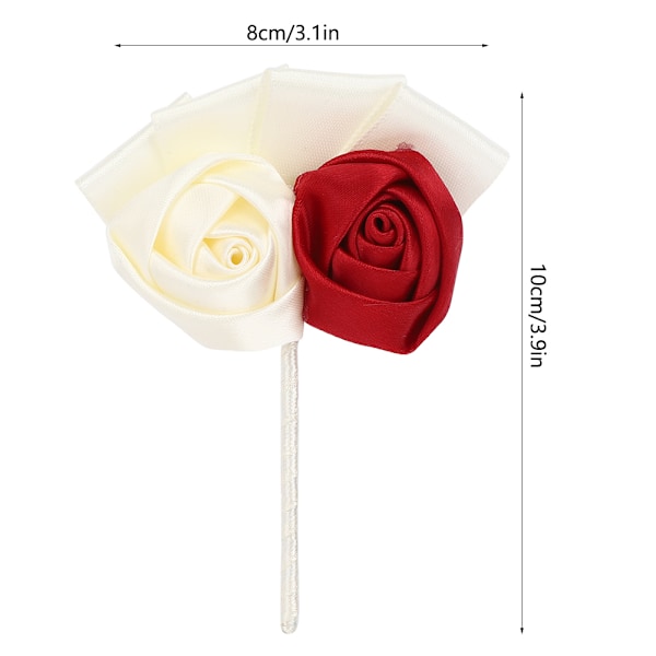 4 stk Mote Menn Ribbon Rose Blomst Boutonniere Brooch Dekor for Jubileum og Bursdagsgaver