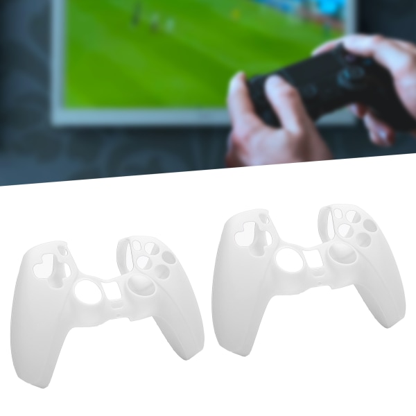 2 stk silikondeksel for PS5 Gamepad Støvtett spillkontroller Hudbeskyttelsesdeksel Hvit