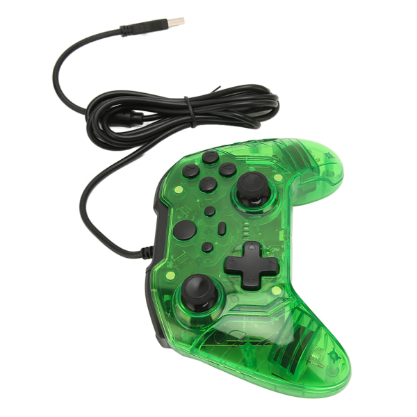 Langallinen peliohjain Dual Vibration RGB Transparent Shell Gamepad Joystick Xbox PC Greenille