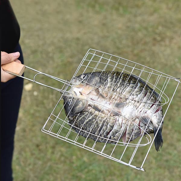 Non-stick grillkurv i rustfrit stål til fisk og kød