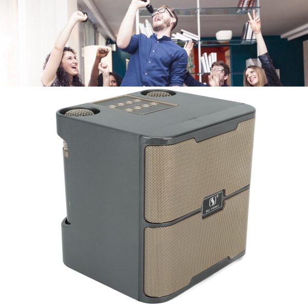 YS213 Sångmaskin Bärbar Sånghögtalare Svart Lätt Vikt Ljud Stereo Högtalare Mikrofonset för Hemmöte Fest