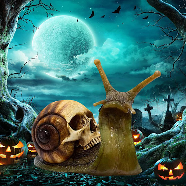 Gotisk Halloween Skalle Snigel Resin Skulptur för Utomhus Trädgårdsdekoration och Heminredning