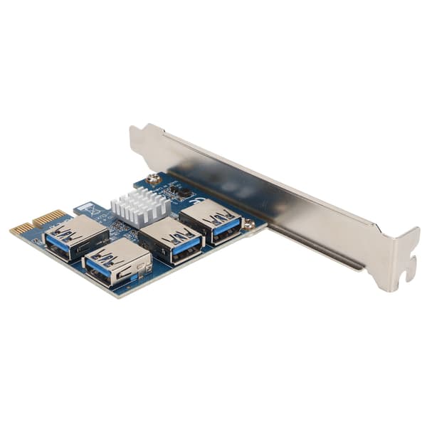PCIe 1 til 4 Riser-kort med 4 USB 3 0-porte X4 X8 X16 grafisk interfaceadapter Blåt plug-in-design