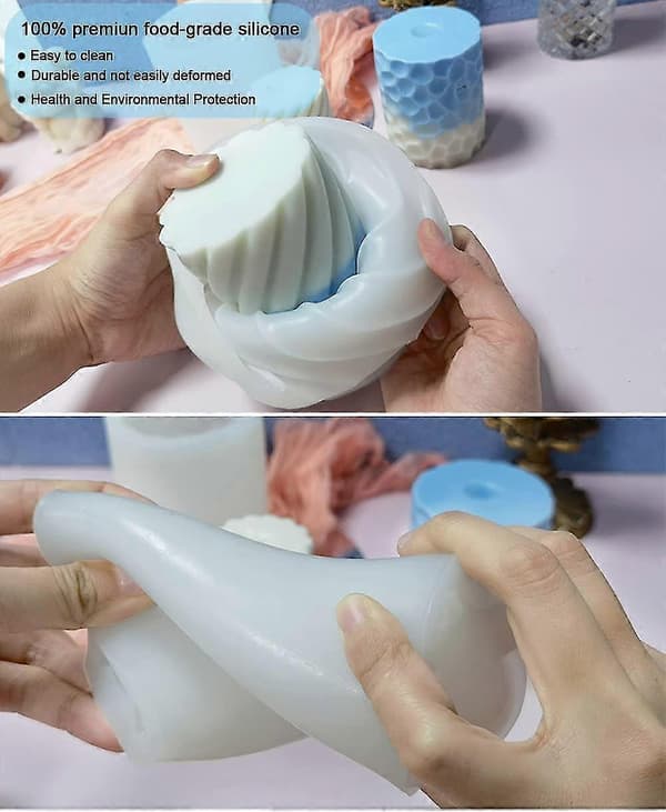 1 stk silikoneform til stearinlys, håndlavede stearinlysmuslinger, 3D non-stick silikone
