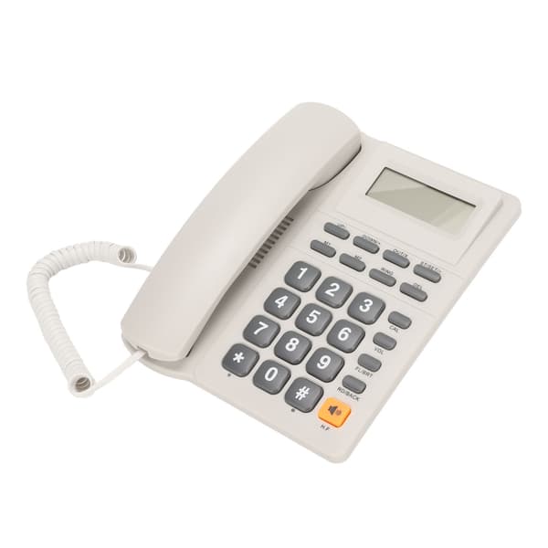 Fasttelefon med sladd, brusreducering, snabbval, nummerpresentation för kontor, vit