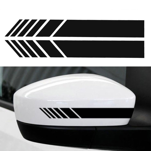 14*3CM (sort) Bil bakspejl klistermærker med striber Pile Design striber