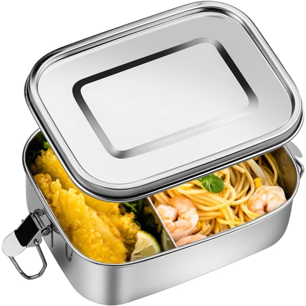 1,2L ML ruostumattomasta teräksestä valmistetut Bento-laatikot, BPA-vapaa ja muoviton lounaslaatikko lounasrasia, jossa on lokero lapsille ja aikuisille