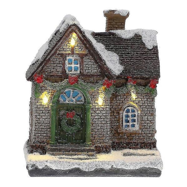 1 jule mini selvlysende hus miniature harpiks hus dekoration