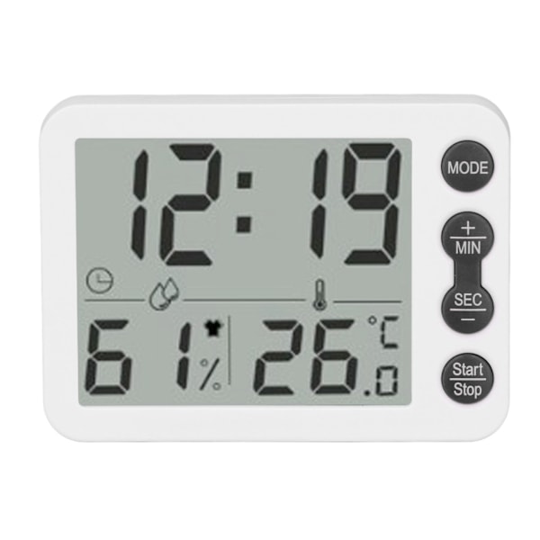 Indendørs Digital Temperatur- og Luftfugtighedsmåler Multifunktionel Elektronisk Termometer Hygrometer med Alarmfunktion Hvid Sort Nøgle