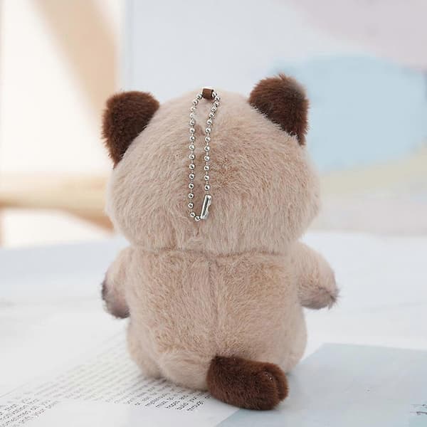【02】Fylld kattformad ryggsäckshänge Söt väskberlock Brown