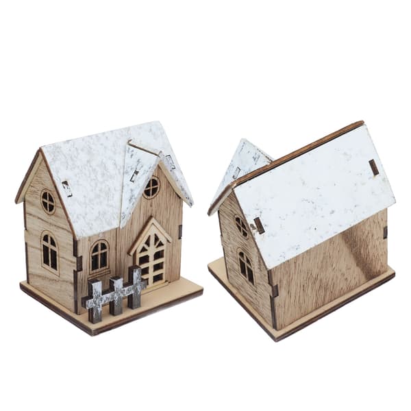 Dockhus Jul LED Trähus DIY Miniatyr Dockhus Julpynt Tillbehör