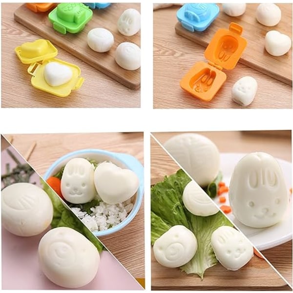 6 stk æggeforme i plast (tilfældig farve), ægkogningsforme Kog æg Sushi Risform Bento Maker Sandwichskærer.(7,8 * 7,5 cm)