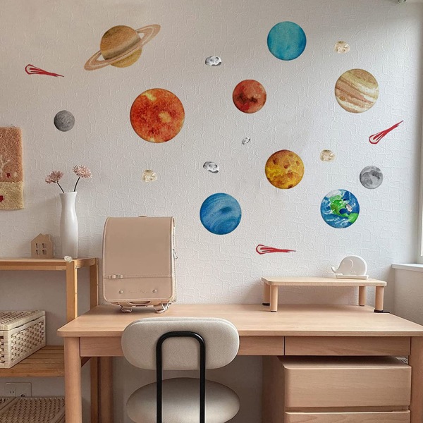 Nine Planets -seinätarra, lasten seinätarra, aurinkokunnan seinäkoristelu, lastenhuone, baby olohuone