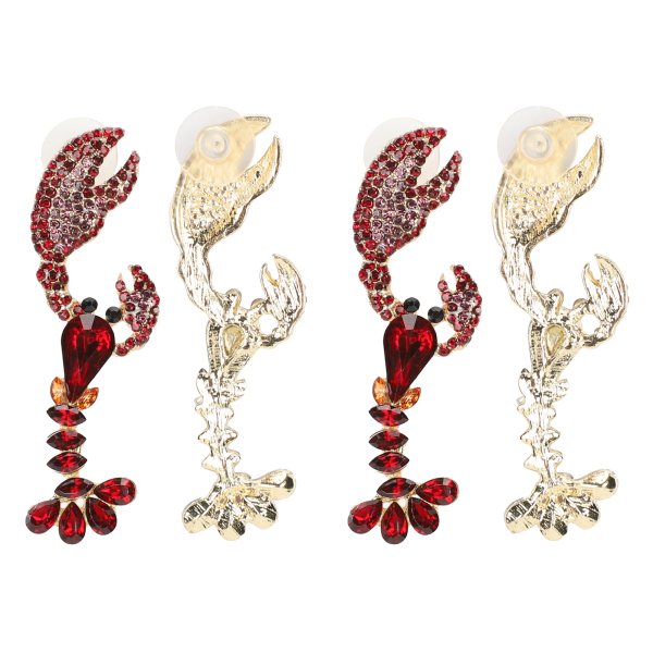 2 par legeringsörhängen Fashionabla vackra kristallhummerformade dekoration kvinnor present