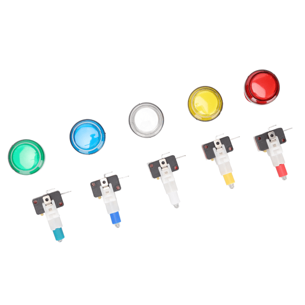 32 mm:n pelihallipelin painike 5 väriä LED-valo Itsepalautus Tee-se-itse Arcade-koneen painikekytkin peliohjaimille- W